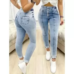 Kadın Yüksek Bel önden Düğmeli Jean Pantolon