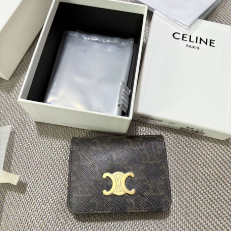 Celine Triomphe Kanvas Üç Katlı Mini Cüzdan