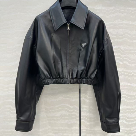 PRADA NAPPA DERİ CROP BOMBER CEKET