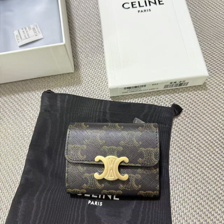 Celine Triomphe Kanvas Üç Katlı Mini Cüzdan (Wallet)