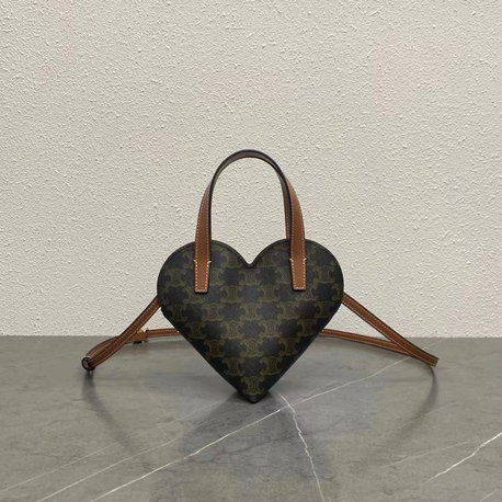 celine triomphe kanvas kalp şekilli çapraz askılı mini çanta