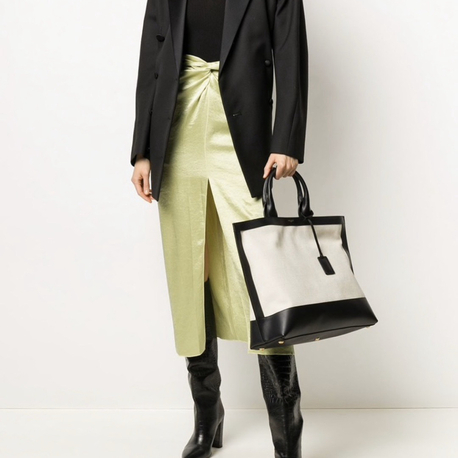 SAINT LAURENT KANVAS & DERİ HOBO ÇANTA