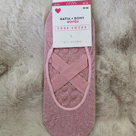 Pembe Simli Kaydırmaz Tabanlı Yoga/Plates Çorabı