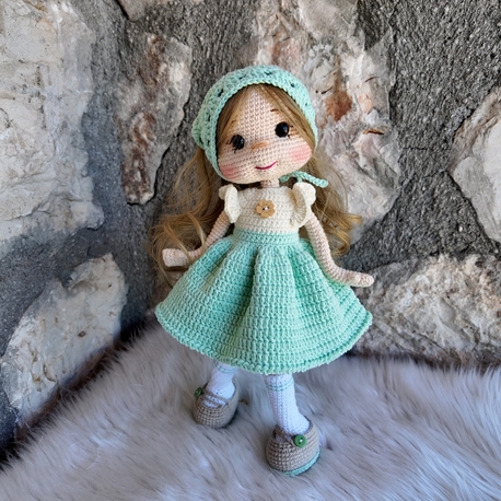 mint yeşil Amigurumi bebek
