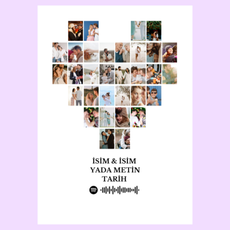 32 Fotoğraflı Kalp Poster (ÇERÇEVESİZ)