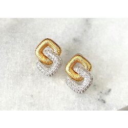 zirkon taşlı gold tasarım küpe