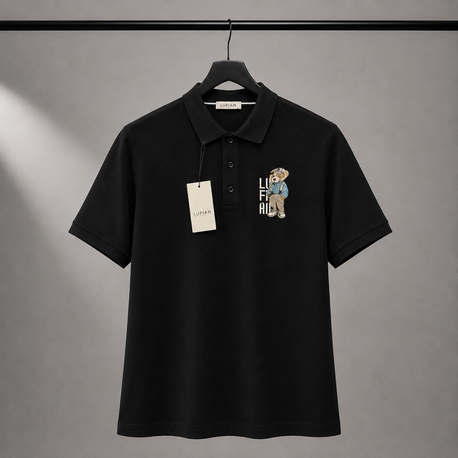 Lufian Siyah Premium Polo Yaka Tshirt