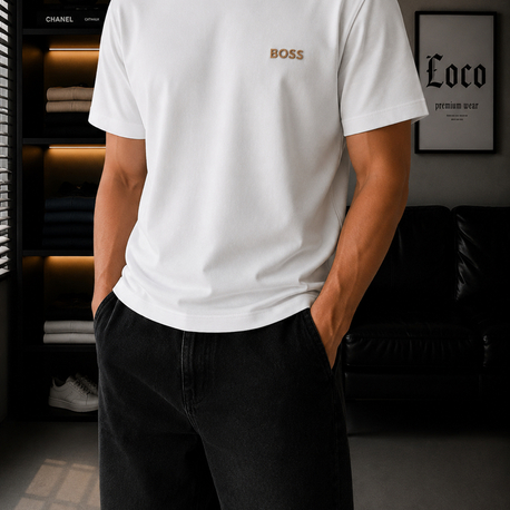 Boss Beyaz Kalın Kumaş Oversize Tshirt