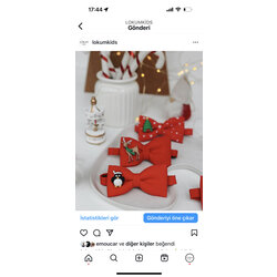 Lokumkids Yeniyıl  Kırmızı Geyikli Papyon ve toka 