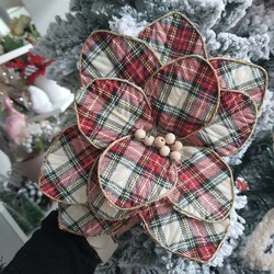 Yılbaşı Süsü Potikareli Telli Çiçek  30 cm