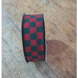 Damalı Kurdele Kırmızı-Yeşil 2.5 cm 10 mt