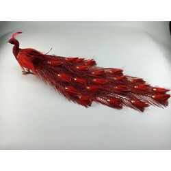 Yılbaşı Süsü  Kırmızı  Tavus  Kuşu  85 cm