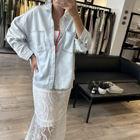 Buz Mavisi Denim Gömlek/Ceket