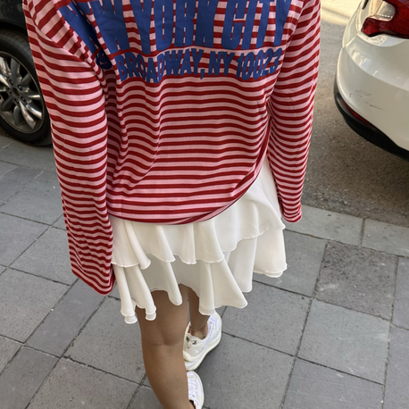 Cizgili Basic Uzun Kol Tshirt