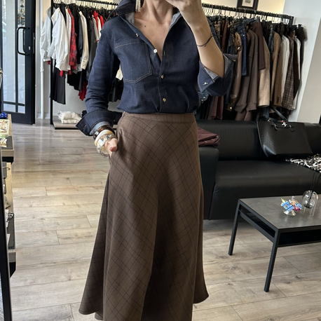 Likralı Slim Denim Gömlek