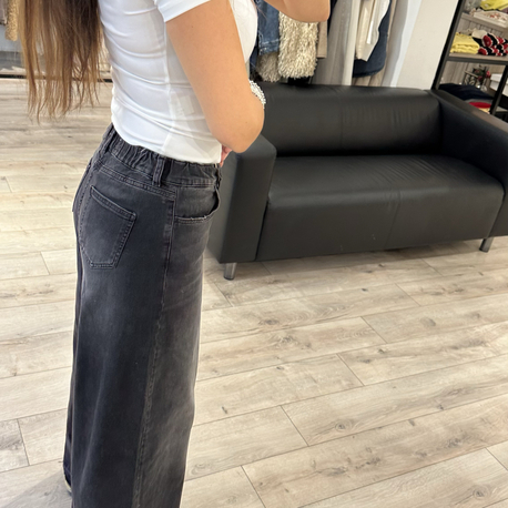 Arka Bel Lastikli Palazzo Denim