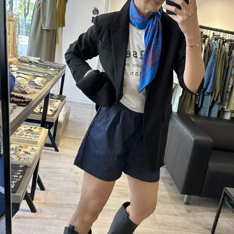 Bel Lastikli Denim Şort