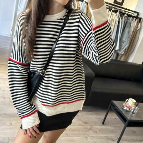 Cizgili Oversize Triko