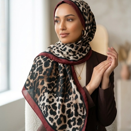Madame Polo Leopar Soft Pamuk Şal 
