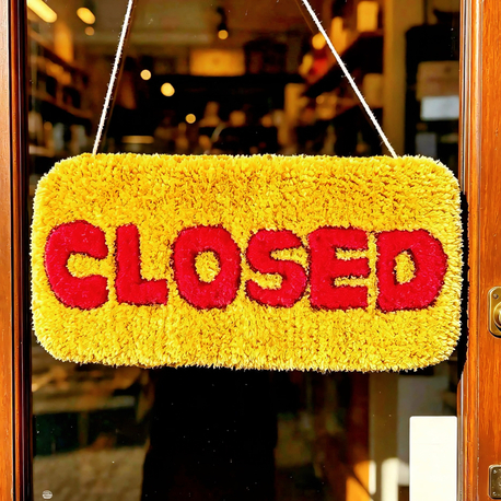 Kişiye Özel Renkli Tufting "Open/Closed" Kapı Tabelası