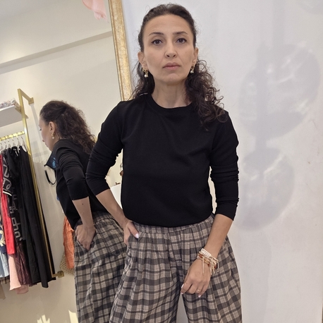 Kadın, Bisiklet Yaka, Modal Kumaş, Siyah Sweatshirt
