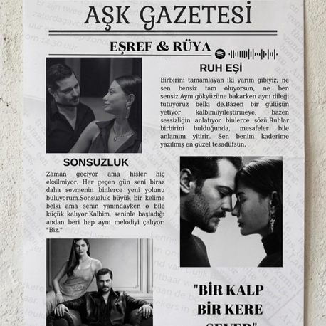 Kişiye özel dijital tasarım-2 (Aşk gazetesi)
