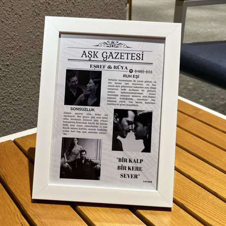 Kişiye Özel tasarım çerçeve-2(Aşk gazetesi)