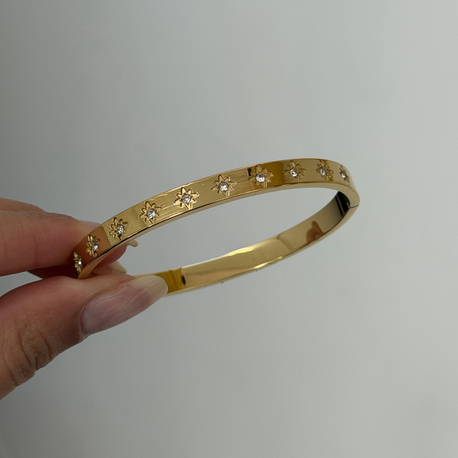 Çelik Kutup Yıldızı İşlemeli Kelepçe | Gold