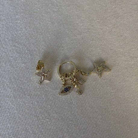 Xuping 14k Yıldız& Göz Charm Küpe 