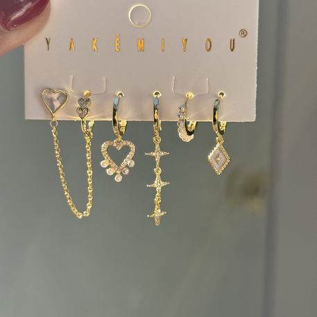 İthal 6lı Pure Love Küpe Seti | Gold