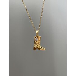 Çelik Vintage Motifli Çizme Kolye | Gold