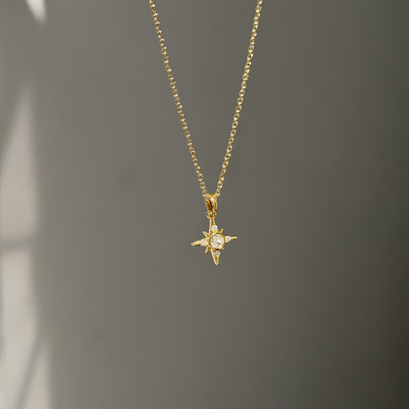 Çelik Mini Kutup Yıldızı Kolye | Gold