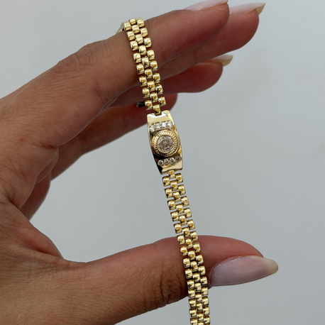 Premium Seri Hasır Kordonlu Taş Detay Bileklik | Gold