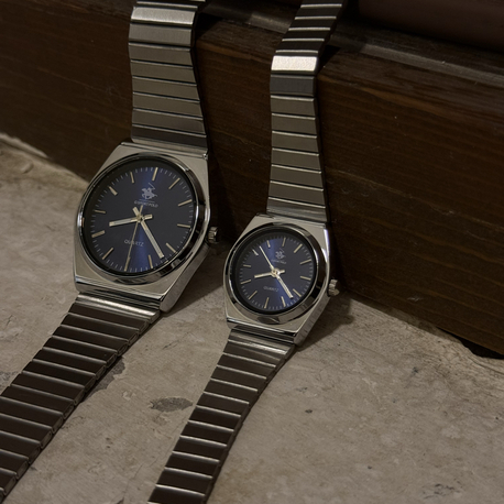 Silver&Blue Quartz Couple Watch – Unisex Paslanmaz Çelik Saat Seti