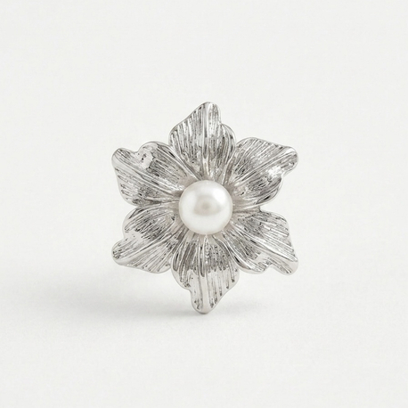 Çelik Silver Pearl Blossom Küpe