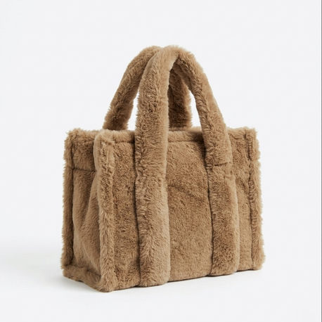 Soft Luxe Peluş- Açık Kahve Tote Çanta