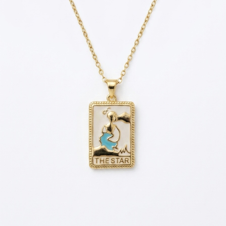 Çelik Gold The Star Tarot Kolye