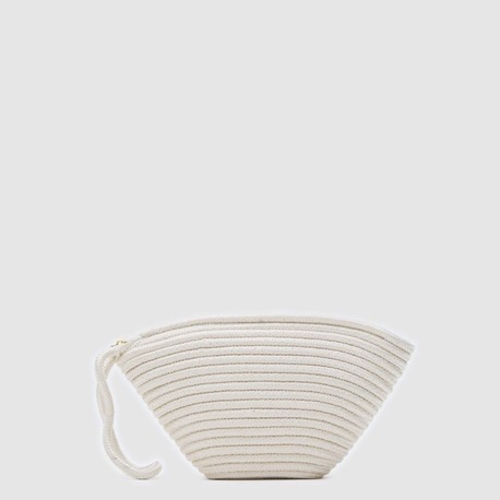 Handmade Hasır Clutch Çanta Krem