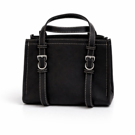 Ivy | Siyah Dikiş Detaylı Tote Çanta