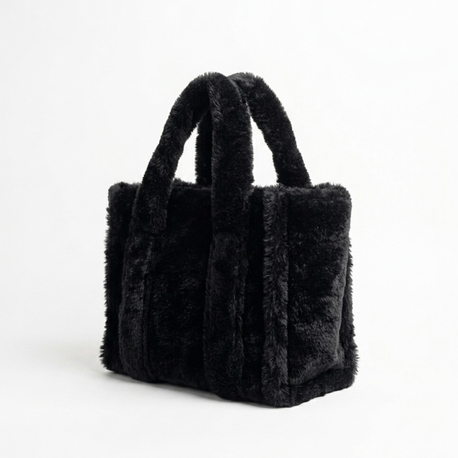 Soft Luxe Peluş- Siyah Tote Çanta