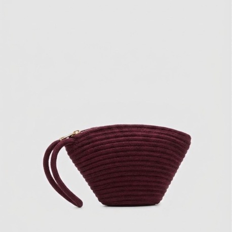 Handmade Hasır Clutch Çanta Bordo