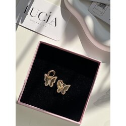Çelik | Gold Shiny Mariposa Küpe