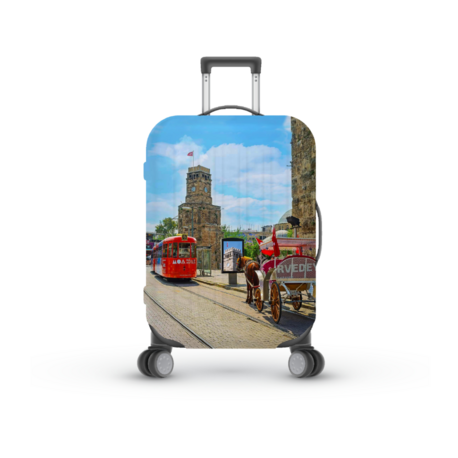 ✈️ LUGGIACASE Premium Nostaljik Antalya Desenli Valiz Koruyucu Kılıf