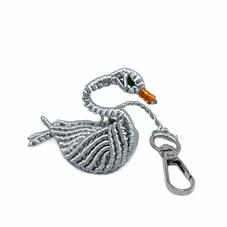 Handmade 3D Macrame Swan Charm