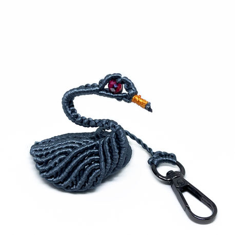 Handmade 3D Macrame Swan Charm