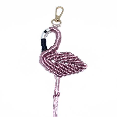 Handmade Macrame Flamingo Charm