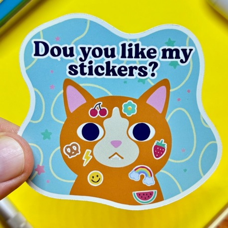 “Do You Like My Stickers?” Kedili Sticker – Dayanıklı ve Premium Kalite Malzeme -  8'li SET