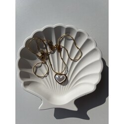 Pearl kolye çelik gold