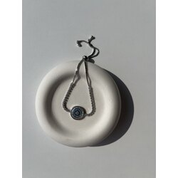 Nazar boncuklu taşlı çelik bileklik silver