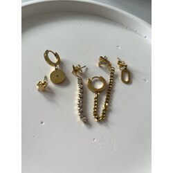 Yıldızlı çelik küpe seti gold
